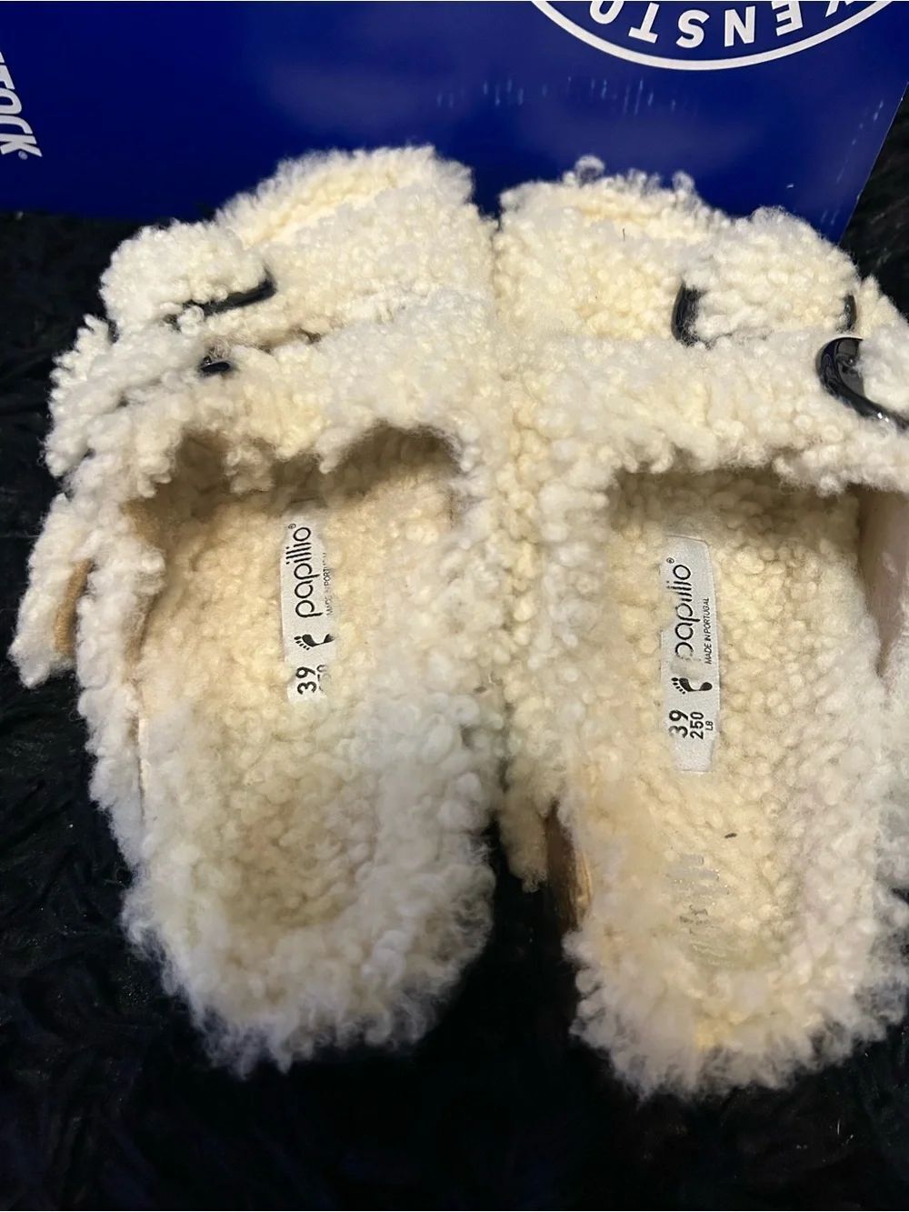 PAPILLIO by Birkenstock Arizona fur shearling sandals slippers shoes eur 39 new - Picture 3 of 10